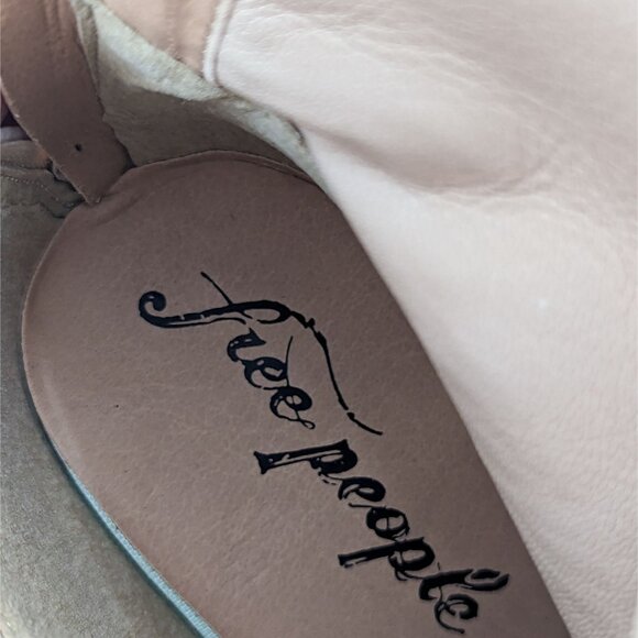 Free People Double Stack Platform Boots Cream Leather Y2K 90s Square Toe Sz 8.5 - Picture 8 of 9